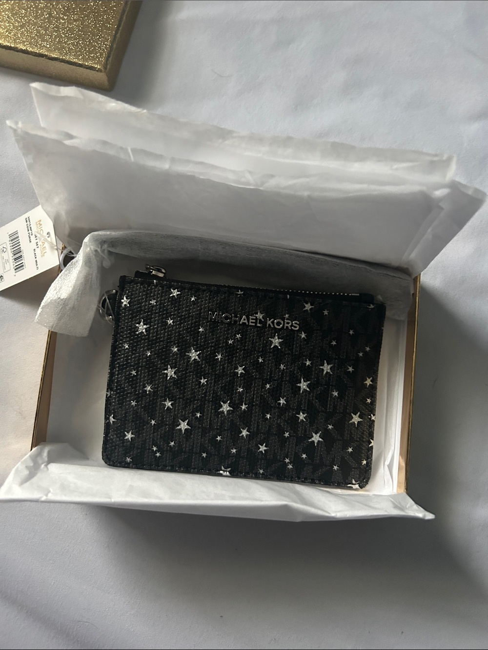 Michael Kors Black White Stars Signiture Logo Jet Set Travel Small Coin Purse - Picture 7 of 11